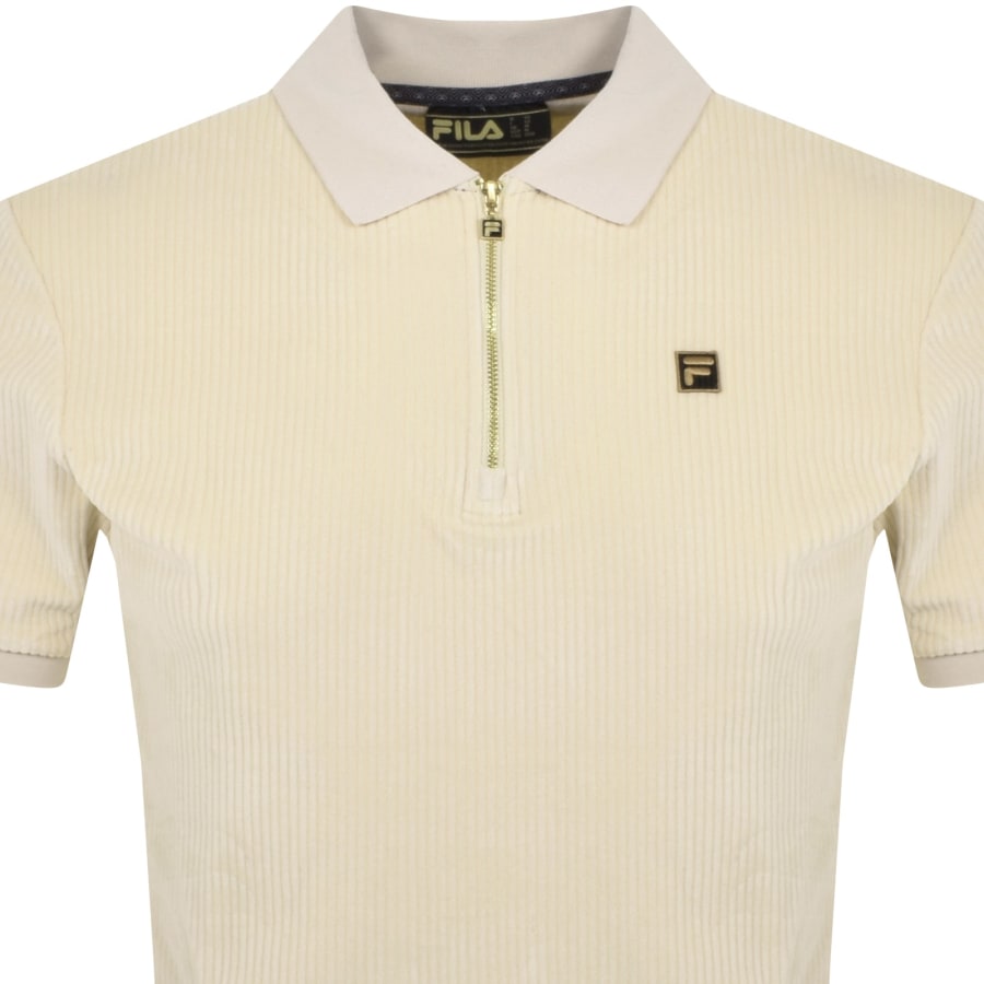 Fila Vintage Louie Velour Polo T Shirt Beige Mainline Menswear Ireland